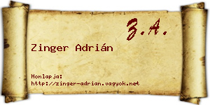 Zinger Adrián névjegykártya